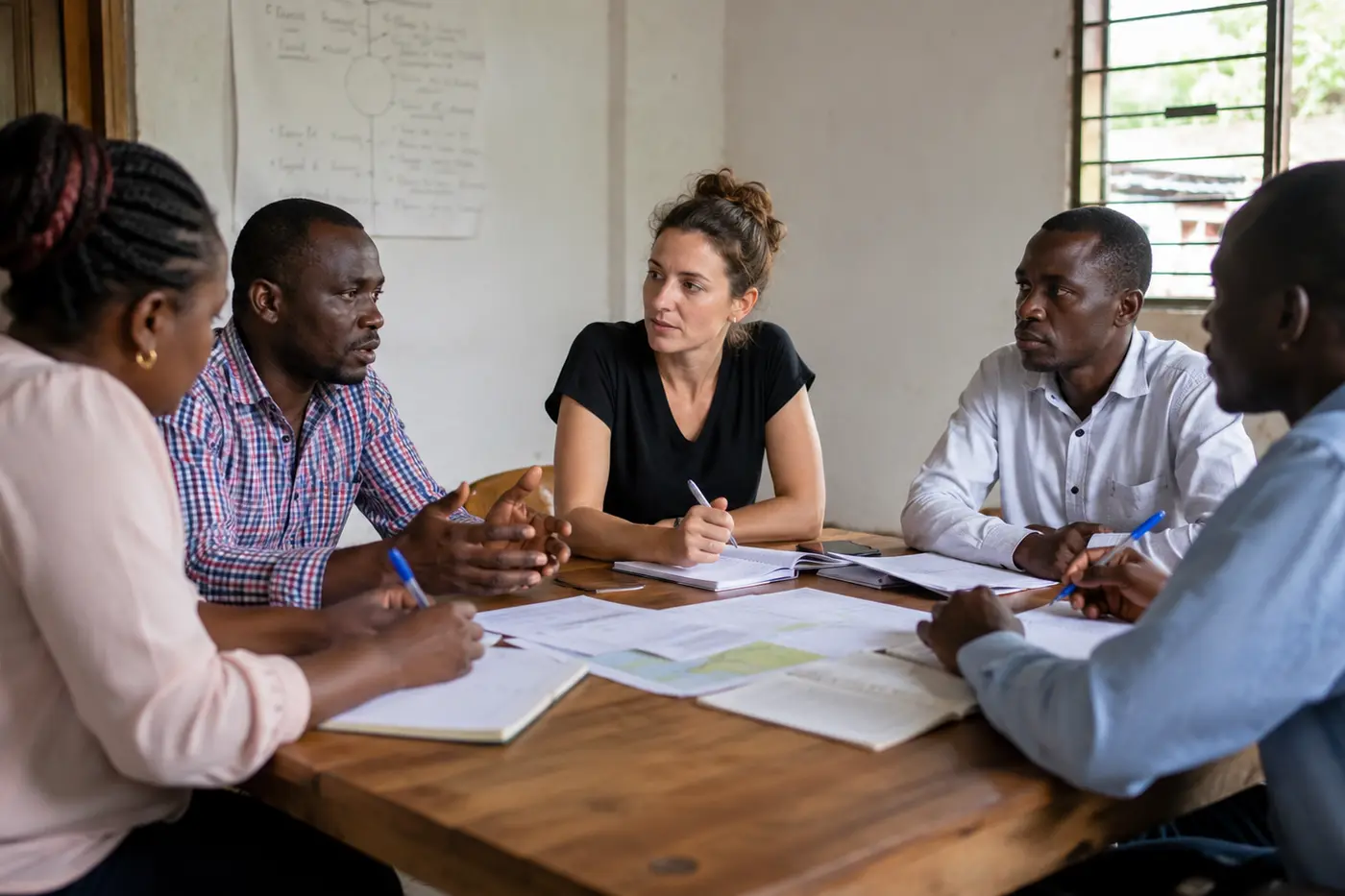 Rencontre de soutien communautaire entre intervenants et habitants en Haiti